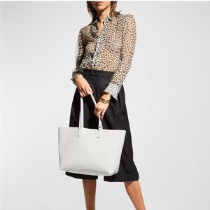 NEW YVES SAINT LAURENT EAST WEST TOTE BAG AND POUCH SOFT CREMA
